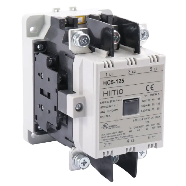 HC5-125-220V AC Contactor, 125A 3 Pole 220VAC Coil 100HP@600V