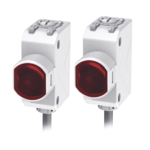 PSR-TM20DNB Sensor Photo, Through beam (receiver + emitter) ABS Range 20m Small square+M18 Infrared light DC10-30V NPN NO+NC 2m cable cULus