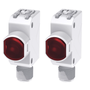 PSR-TM20DNB-E2 Sensor Photo, Through beam (receiver + emitter) ABS Range 20m Small square+M18 Infrared light DC10-30V NPN NO+NC M12 connector cULus