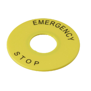 A2240-ESP Yellow Emergency Stop Plate 22mm, 40mm Diameter