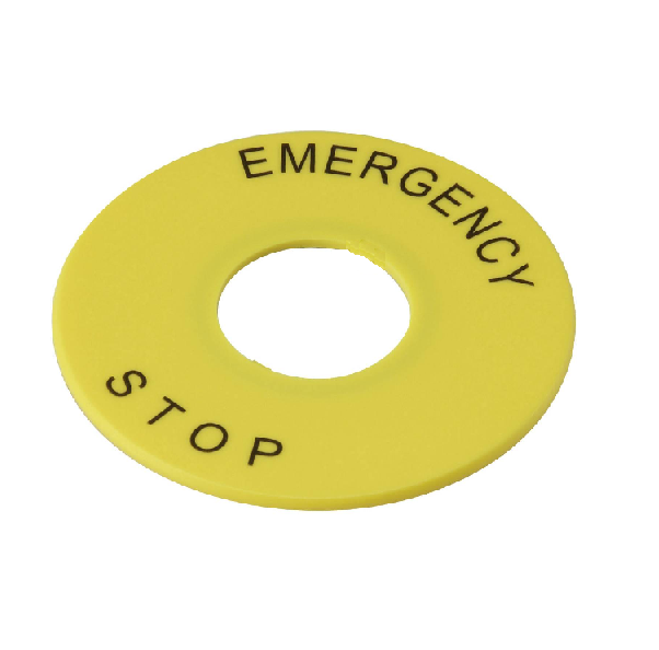 A2240-ESP Yellow Emergency Stop Plate 22mm, 40mm Diameter