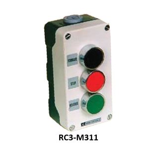 RC3-M311  Control Station 3 way Metal, 3 x Flush Push Buttons 22mm, Legend ( Forward / Stop / Reverse ).