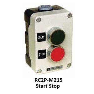 RC2-M215  Control Station 2 way Metal, 2mm Metal Flush Push Buttons, 22mm, Legend ( Start / Stop ).